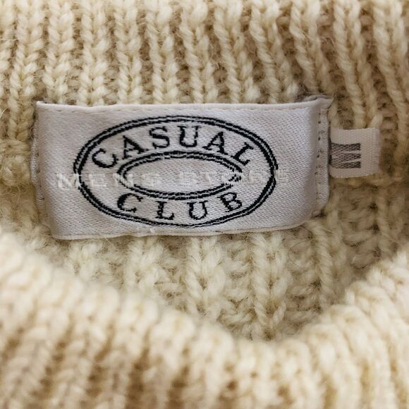 VTG Fisherman Sweater Men M Cream 100% Wool Chunky Cable Knit British Oarsman - Picture 5 of 8